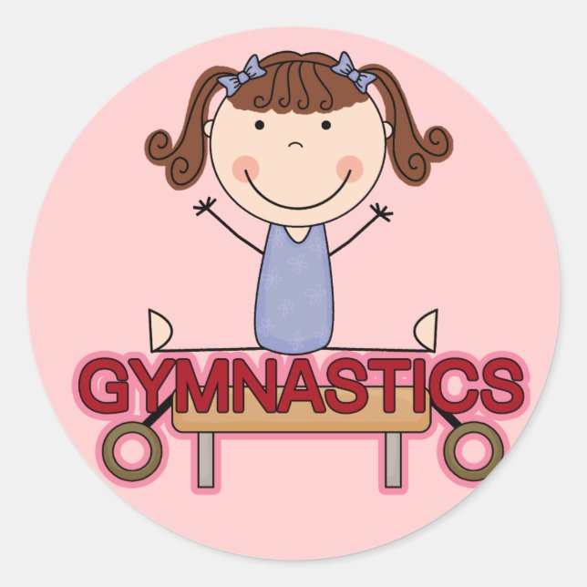 GYMNASTICS - Brünette Girl Splits Tshirts und Gesc Runder Aufkleber (Vorderseite)