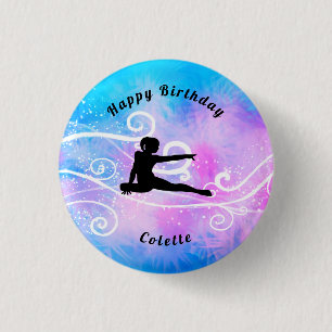Gymnastics / Dance Happy Birthday Custom Swirl Button