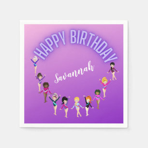 Gymnastics Friends "Happy Birthday" Lila Ombre Serviette