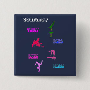 Gymnastics Girls Events Button mit ihrem Namen