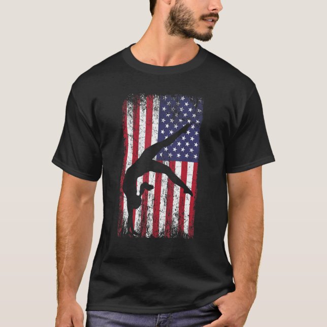 Gymnastics gymnastics coach US flag gymnsatics des T-Shirt (Vorderseite)