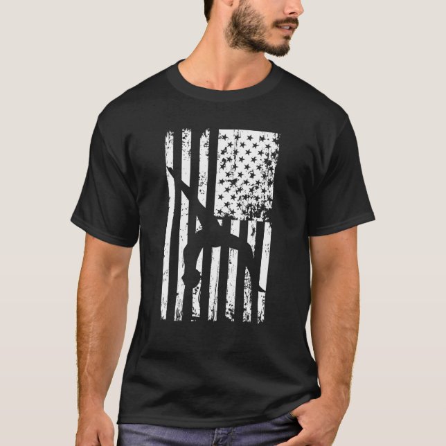 Gymnastics gymnastics coach US flag gymnsatics des T-Shirt (Vorderseite)