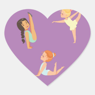 GYMNASTICS Herzkleber für Mädchen. Herz-Aufkleber