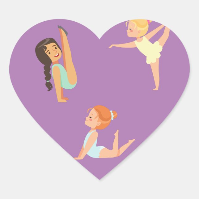 GYMNASTICS Herzkleber für Mädchen. Herz-Aufkleber (Vorderseite)
