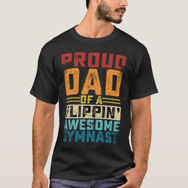 Gymnastics men Dad Of Awesome Gymnast Dance Father T-Shirt (Vorderseite)