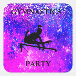 GYMNASTICS PARTY MÄDCHEN SPARKLE SQUARE STICKER