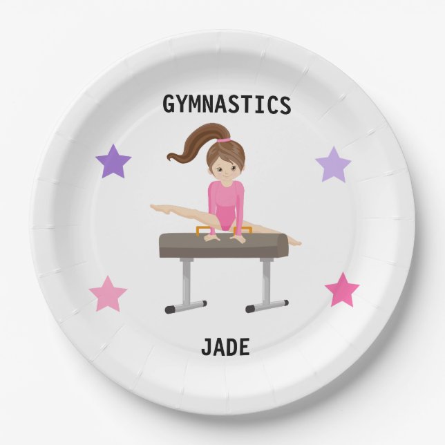  GYMNASTICS PARTY TELLER FÜR MÄDCHEN PERSONALISIER (Vorderseite)