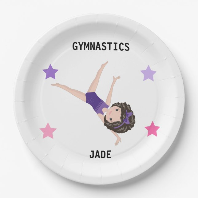  GYMNASTICS PARTY TELLER FÜR MÄDCHEN PERSONALISIER (Vorderseite)