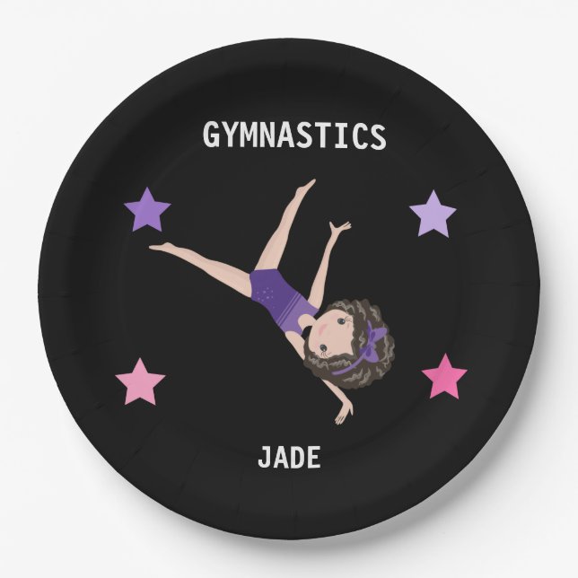 GYMNASTICS PARTY TELLER FÜR MÄDCHEN PERSONALISIERT (Vorderseite)