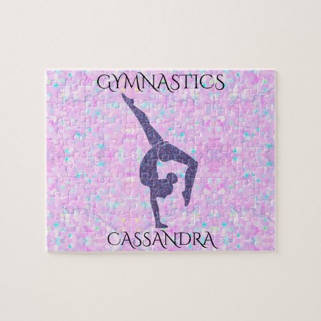 GYMNASTICS Pastellpuzzle mit personalisiertem Name (Horizontal)
