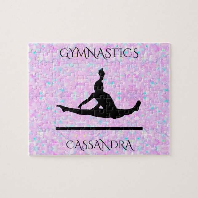 GYMNASTICS Pastellpuzzle mit personalisiertem Name (Horizontal)