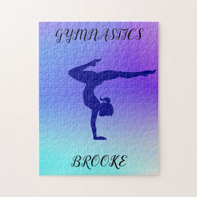 GYMNASTICS PUZZLE mit Gymnast & individuelle Name. (Vertikal)