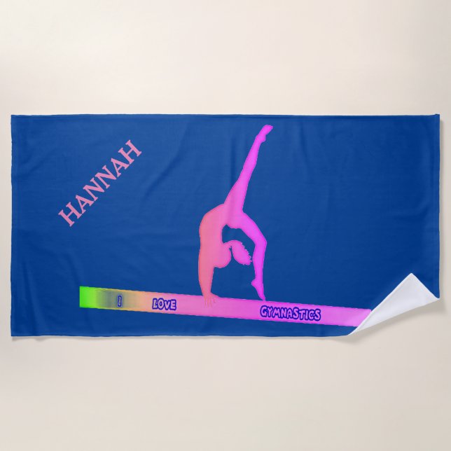 GYMNASTICS Strandtuch.  Personalisierter Name. Strandtuch (Vorderseite)