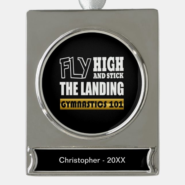 Gymnastik 101 Fliegenhoch - Bar Gymnast Banner-Ornament Silber (Vorderseite)