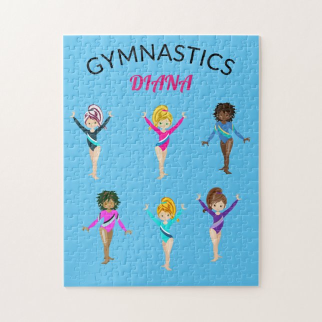 Gymnastik 6 Gymnast personalisiert Girl's Puzzle. (Vertikal)