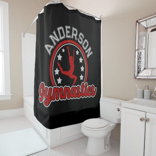 Gymnastik ADD NAME Gymnast Vault Floor Athlete Duschvorhang (Beispiel)