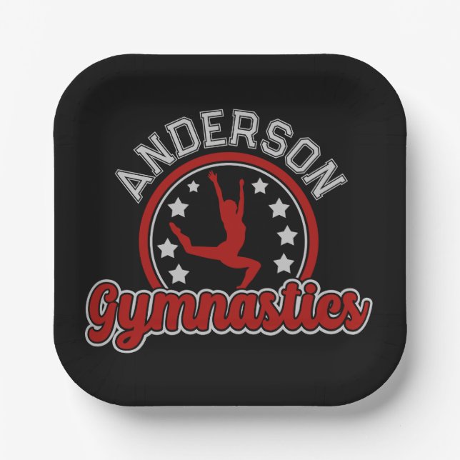 Gymnastik ADD NAME Gymnast Vault Floor Athlete Pappteller (Vorderseite)