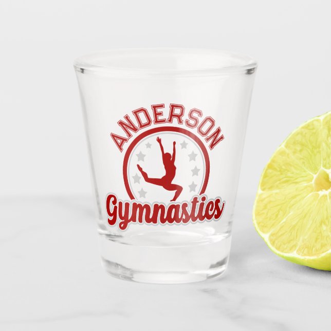 Gymnastik ADD NAME Gymnast Vault Floor Athlete Schnapsglas (Vorderseite)