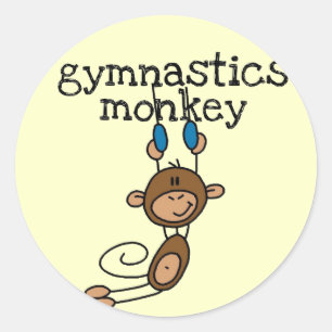Gymnastik-Affe-T-Shirts und Geschenke Runder Aufkleber