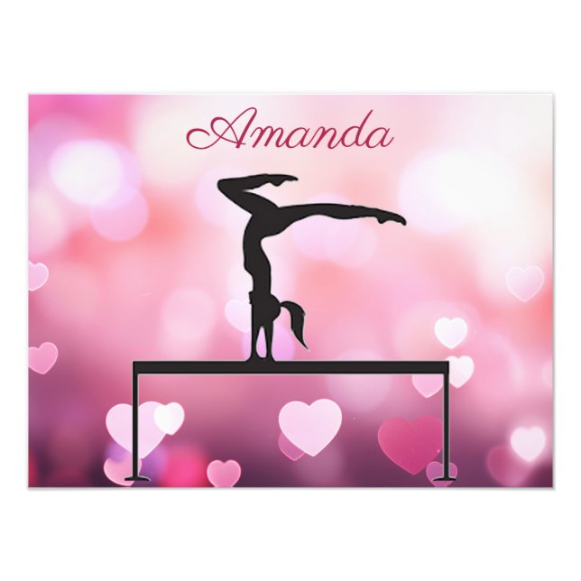 Gymnastik Balance Bier rosa Herzen Fotodruck (Vorne)