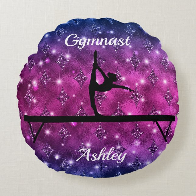 Gymnastik Beam Glam Rundes Kissen (Vorderseite)