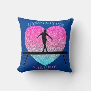 Gymnastik Beam Heart Throw Kissen mit ihrem Namen