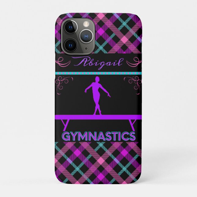 Gymnastik Beam Pink Lila Aquamarines Tartan Case-Mate iPhone Hülle (Rückseite)