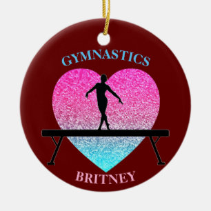 Gymnastik Beam Sparkle Herz Burgund Keramik Ornament