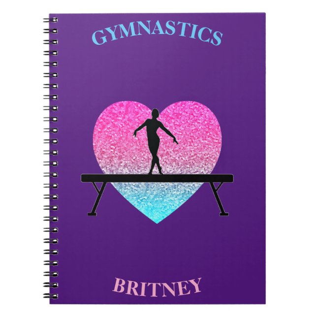 Gymnastik Beam Sparkle Lila Herz   Notizblock (Vorderseite)