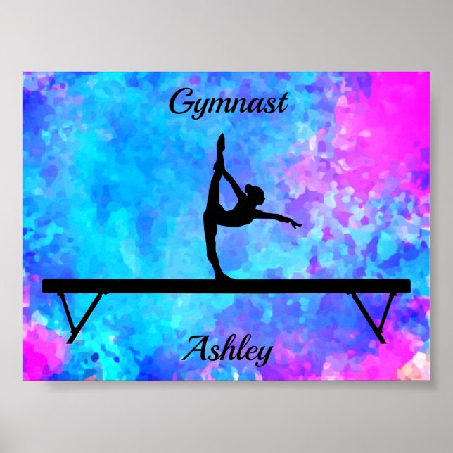 Gymnastik Beam Watercolor Poster (Vorne)