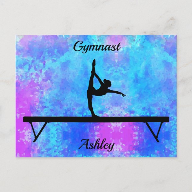 Gymnastik Beam Watercolor Postkarte (Vorderseite)