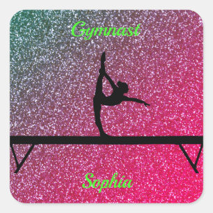 Gymnastik Beam Watermelon Sparkle Quadratischer Aufkleber