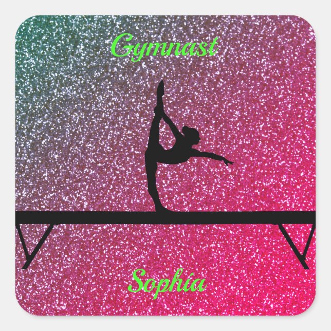 Gymnastik Beam Watermelon Sparkle Quadratischer Aufkleber (Vorderseite)