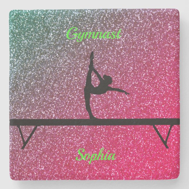 Gymnastik Beam Watermelon Sparkle Steinuntersetzer (Vorderseite)