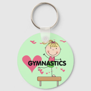 GYMNASTIK - blonde Mädchen-Schwebebalken-T-Shirts Schlüsselanhänger