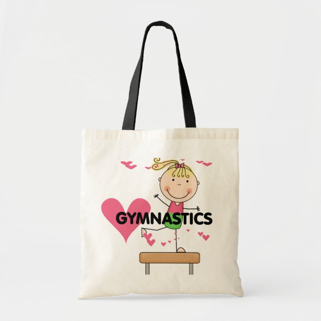 GYMNASTIK - blonde Mädchen-Schwebebalken-T-Shirts Tragetasche (Vorne)