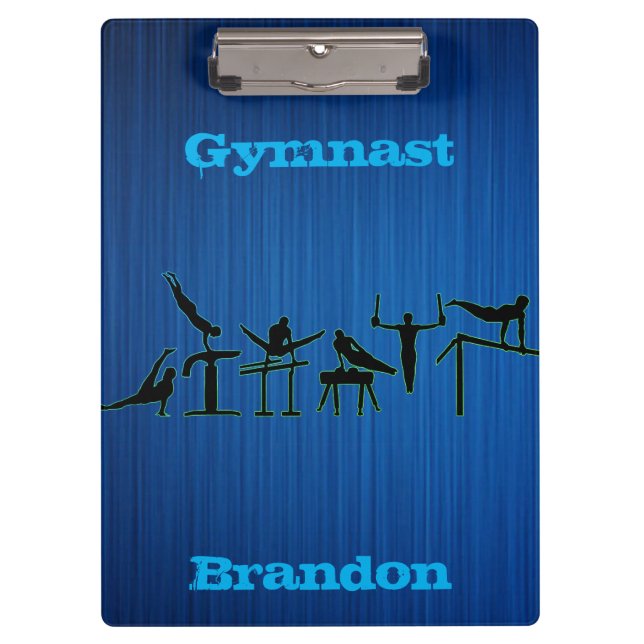 Gymnastik Boys Blue Personalisiert Klemmbrett (Vorderseite)