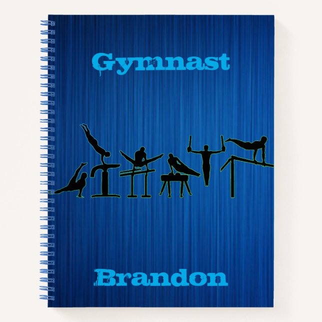 Gymnastik Boys Blue Personalisiert Notizbuch (Vorderseite)