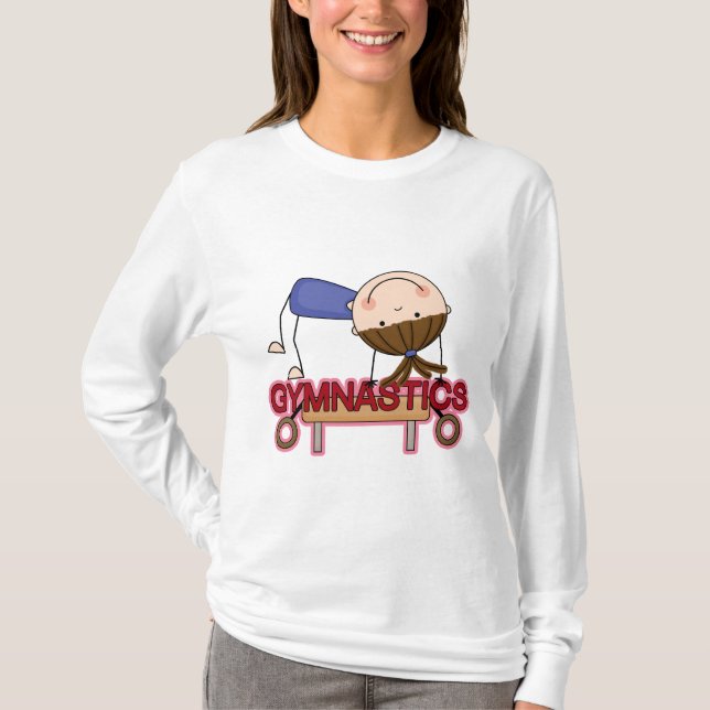 GYMNASTIK - brünette Mädchen-Schwebebalken-T - T-Shirt (Vorderseite)