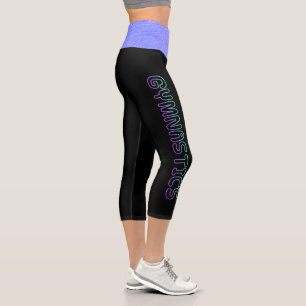 Gymnastik Bubble Schriftart mit Lila Waistband Capri Leggings