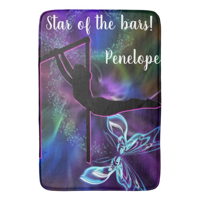 Gymnastik Butterfly Star der Bars Personalisiert Badematte (Vorderseite Vertikal)