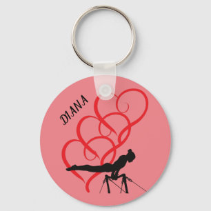 Gymnastik Button Schlüsselanhänger. Personalisiert Schlüsselanhänger