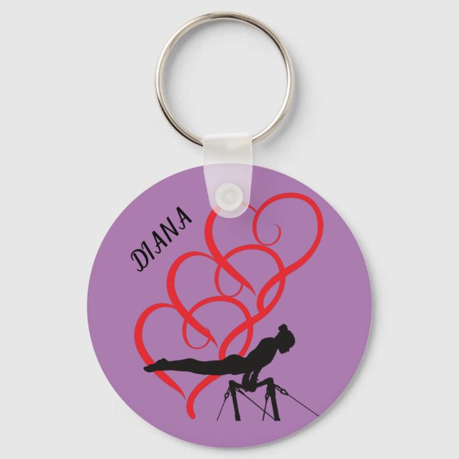 Gymnastik Button Schlüsselanhänger. Personalisiert Schlüsselanhänger (Vorderseite)