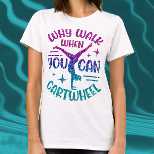 Gymnastik Cartwheel Magenta Lila Türkis T-Shirt