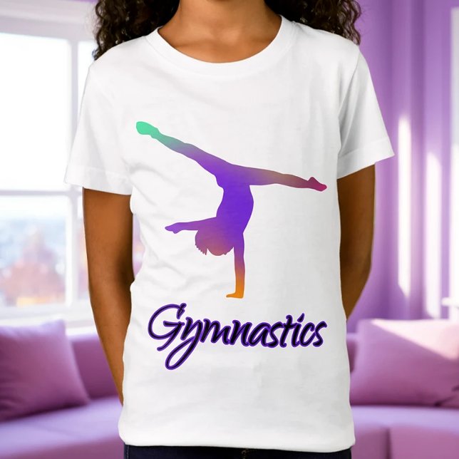 Gymnastik Cartwheel Pink Lila Ombre Gradient T-Shirt (Von Creator hochgeladen)