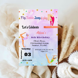 Gymnastik Cartwheels Geburtstagsparty Einladung