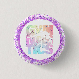 Gymnastik Confetti Briefe mit Lila Glitzer Button