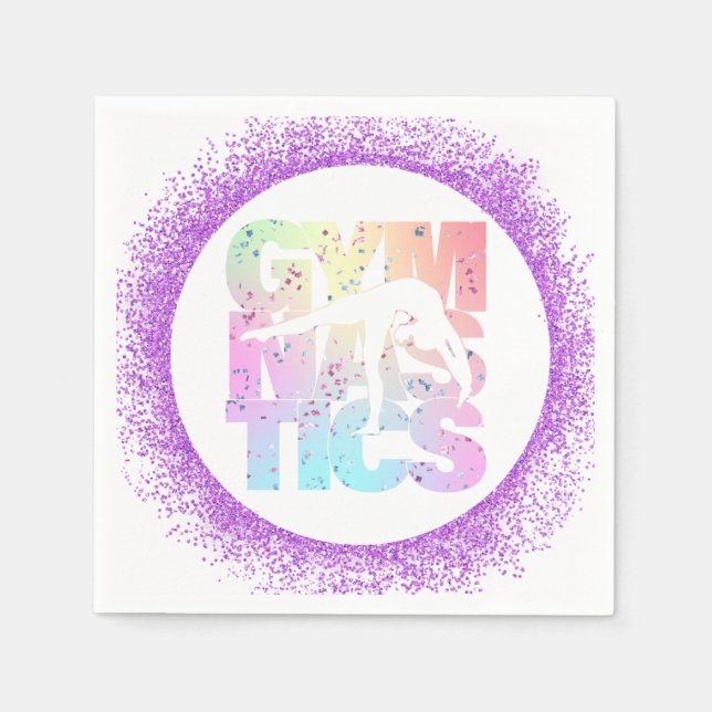 Gymnastik Confetti Briefe mit Lila Glitzer Serviette (Vorderseite)