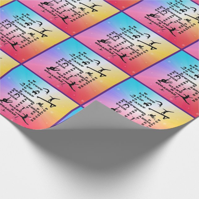 Gymnastik Crossword Rainbow Stars Geschenkpapier (Ecke)