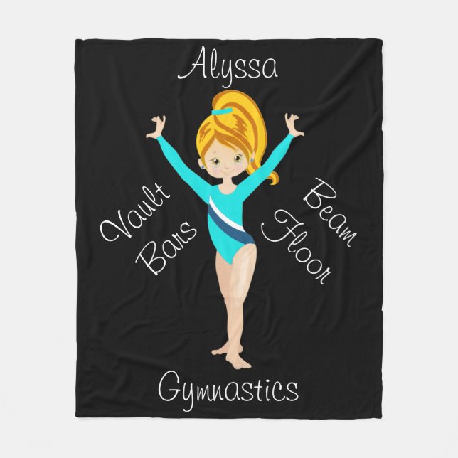 Gymnastik Deep Blonde, Hazel Eyes, Türkis Leo Fleecedecke (Vorderseite)